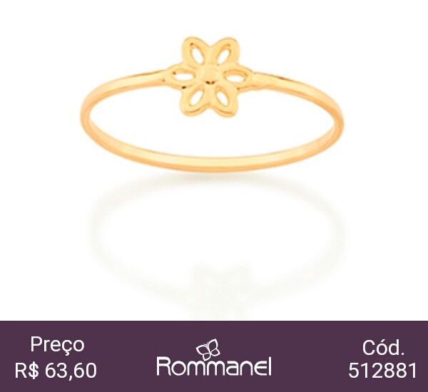 Anel skinny ring flor folheado a ouro Cód.512881 Coleção 2020 - 1º Ciclo