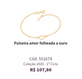 Pulseira amor folheada a ouro Cód.551674 Coleção 2020 - 1º Ciclo