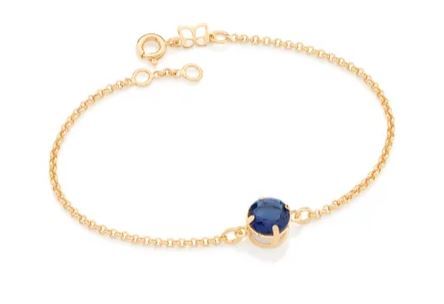 PULSEIRA FOLHEADA A OURO COM CRISTAL - TAMANHO 19