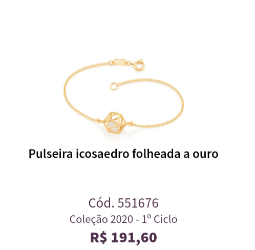 Pulseira icosaedro folheada a ouro Cód.551676 Coleção 2020 - 1º Ciclo